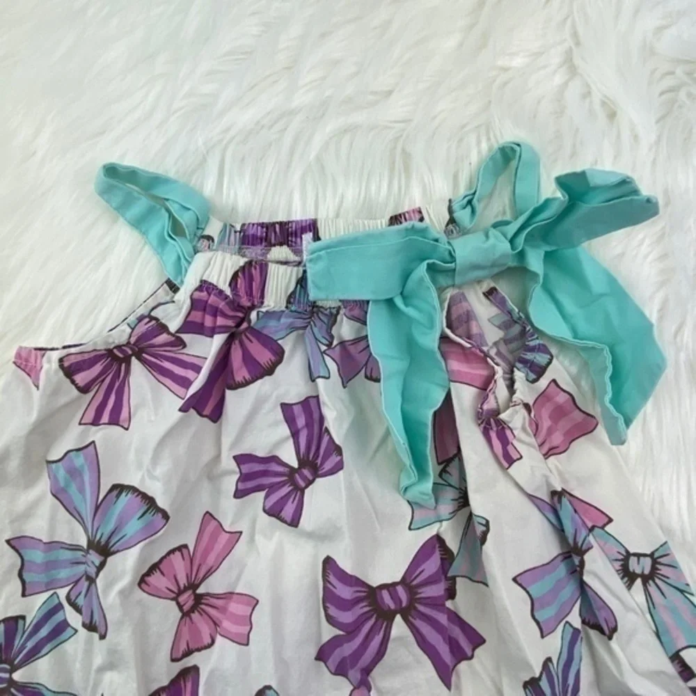 Bow Print Dress Girls Size 4 Sleeveless Summer Sundress